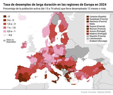 Imagen de España fue el segundo país de la UE con una mayor tasa de paro de larga duración en 2024, con un 3,8%